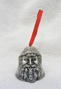 Vintage Zinn Jingle Bell Weihnachtsmann Kopf Glocke Weihnachtsschmuck 2" - Bild 1 von 5