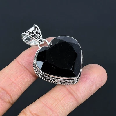 Ciondolo vintage argento sterling 925 regalo pietra preziosa cuore spinello... - Immagine 1 di 4