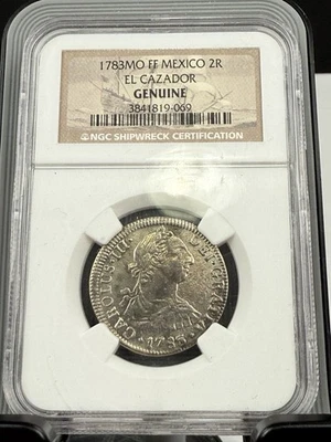 1783 Mexico Silver 2 Reales EL CAZADOR SHIPWRECK NGC Certified High Grade - Image 1 of 4