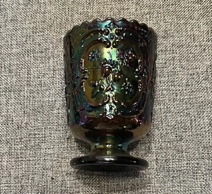 Vintage Fenton Glass Wild Strawberry Pattern Amethyst Carnival Toothpick Holder - Picture 1 of 3