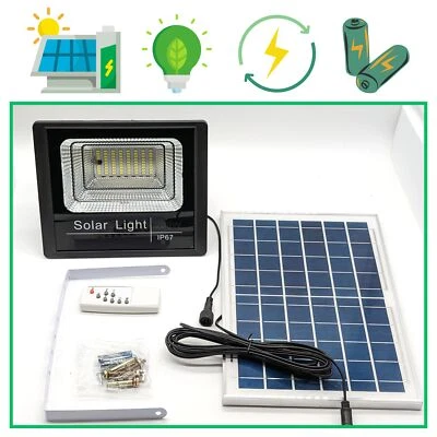 FARO AUTOALIMENTATO 100 200 300 400W +PANNELLO SOLARE +TELECOMANDO +CAVO LUNGO - Immagine 1 di 4