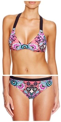 NUEVO CON ETIQUETAS $152 Nanette Lepore BALI BATIK Talla M Rompecorazones Top y Talla L Encantador Parte Inferior Foto 1 de 4