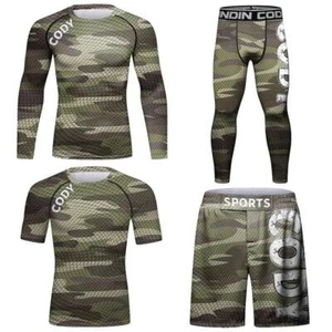 USA Shipping Camouflage Brazilian Jiu Jitsu Rashguard BJJ MMA Spats Shorts - Picture 1 of 21