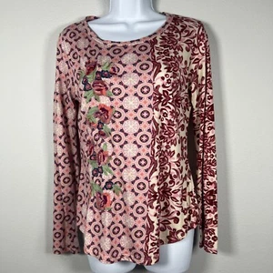 Sundance Womens Boho Shirt Small Pink Floral Embroidered Patchwork Long Sleeve - Picture 1 of 11