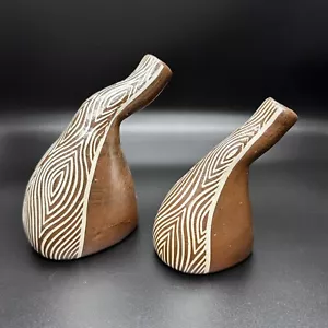 2 Stück Handarbeit Keramik Keramik Gefäß Vase Unikat Design SCHILD AUF BODEN NEU - Bild 1 von 7