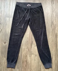 Vintage Juicy Couture Velour Jogger Pants Small Black Made In USA Y2K - Picture 1 of 15