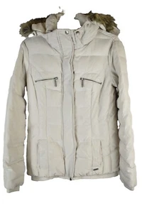ZARA TRF Beige Down Padded Jacket size M Womens Full Zip Puffer Winter Casual - Picture 1 of 12
