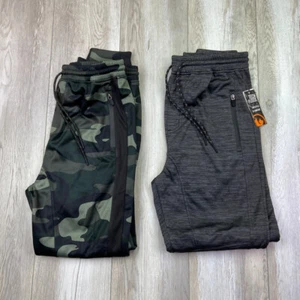 Burnside Joggers Mens L Dark Gray Green Camo Fleece Slim Sweatpants 2-Pack NEW - Picture 1 of 12
