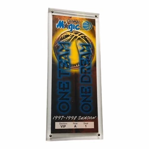 1997-1998 NBA PLAYOFFS ORLANDO MAGIC COMMEMORATIVE TICKET IN PLEXI PLASTIC CASE - Picture 1 of 5