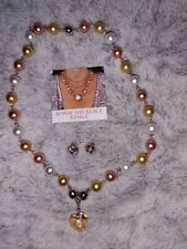 Maria Nicola Tri Colour Link Bracelets Champagne Heart Pendant