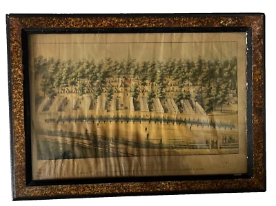 1862 CAMP BELGER Baltimore CIVIL WAR Framed Print SACHSE Lithograph 114th Reg NY - Изображение 1 из 4