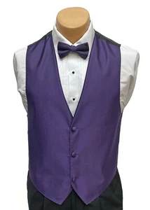 Men's Prism Purple Tuxedo Vest and Tie Herringbone Pattern Wedding Mason Prom - Picture 1 of 8