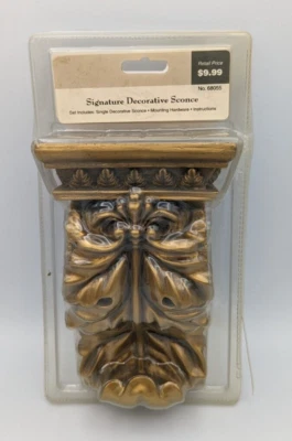 Signature Decorative Series Gold Giltwood Leaf Floating Wall Shelf Corbel Sconce - Image 1 of 4