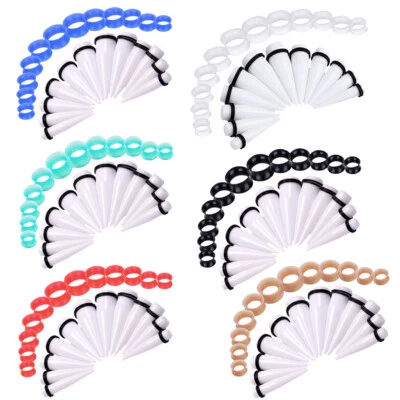 Kit de 12-24 PIEZAS Acrílico Tapón Cónico de Oreja Silicona Carne Delgada Túneles Calibre Estiramiento Foto 1 de 4