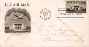 SCOTT#: C34 PAN AM BLDG 10¢ AUG 30 1947 WASHINGTON DC FIRST DAY COVER FDC BX7 - Picture 1 of 1