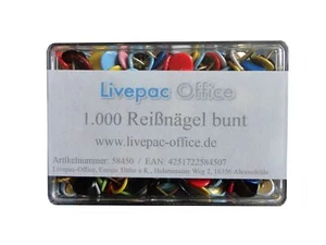 1000 Reissnägel / Reißbrettstifte / Reißzwecken / Heftzwecken / bunt - Bild 1 von 1
