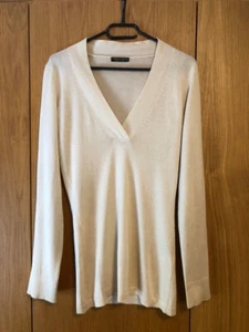 VINTAGE CHELSEA DESIGN BEIGE SILK & CASHMERE LIGHT JUMPER BLOUSE TOP - SMALL S - Picture 1 of 6