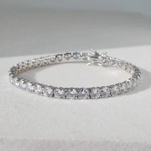 5 Ct Round Cut Simulated Diamond Women's Tennis Bracelet 14K White Gold Plated - Picture 1 of 3