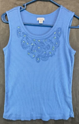 Camiseta sin mangas Hannah - Mujer M - 100% algodón - Azul con pedrería (521) Foto 1 de 4