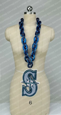 New MLB SEATTLE MARINERS Jumbo Big BLUE Fan Chain Necklace Foam Cover