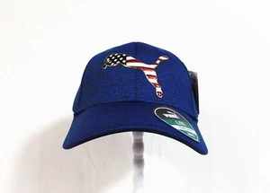 Puma Pars & Stripes Logo Bandera de EE. UU. Golf y Béisbol Azul Sombrero Ajustado Talla L/XL RARO - Imagen 1 de 7