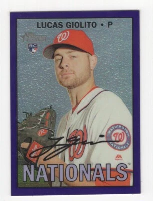 2016 TOPPS HERITAGE CHROME PURPLE REFRACTOR RC LUCAS GIOLITO NATIONALS #514 - Image 1 of 2