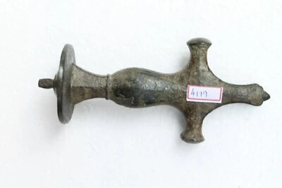 Mango/empuñadura de espada única hecha a mano pequeña de latón antiguo, bonita pátina NH4119 Foto 1 de 4