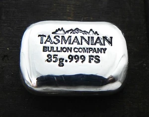 35g Hand Poured Fine Silver Bar 999 Bullion - Tasmanian Bullion Company - Picture 1 of 2