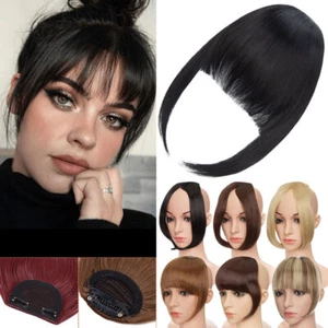Real Thick Bangs Clip in Front Fringe AS Human Hair Extensions Hairband Bangs US - Picture 1 of 72