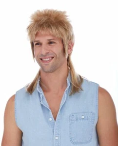 80S MENS MALE MULLET COSTUME WIG TRAILER PARK JOE DIRT TIGER REDNECK EXOTIC KING - Picture 1 of 5