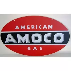 Amoco Single Sided Heavy Oval Sign 24" Cabin Home Station Garage Shop Decor - Picture 1 of 1