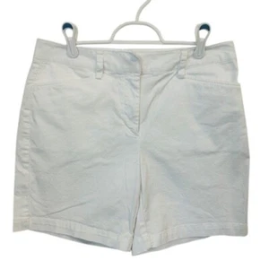 Women's Lands' End Mid Rise White Shorts Casual Summer Cotton Blend Sz 6 - Picture 1 of 11