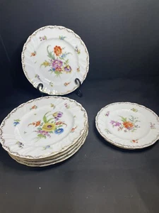 Richard Klemm Dresden Porzellan 5 Teller 8,25"/2 Teller 6,25" handbemalt gold - Bild 1 von 16