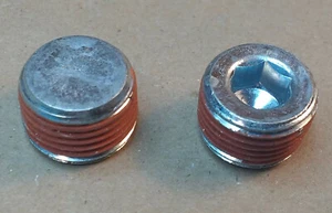 Lot of (2) 3/8" NPT Plug, Steel w/Thread Seal Compound, Allen Socket, 7/16" Long - Picture 1 of 3