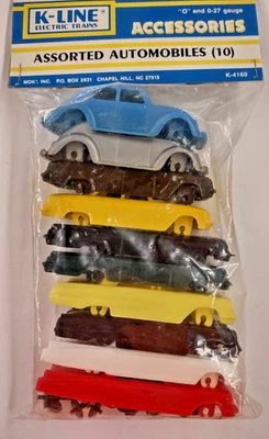 K-LINE K-4160B Train  O & 0-27 GAUGE ASTD AUTOMOBILES 10 IN ORIGINAL PACK NEW - Image 1 of 3
