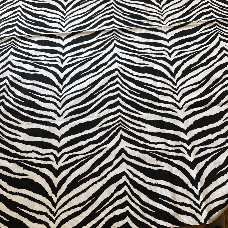 Indoor Outdoor Black White Zebra Stripe Upholstery Fabric 47”Lx57” W  1 1/4 Yds - Image 1 of 4