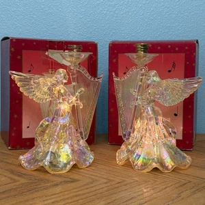 Candelabro angelo musicale illuminato acrilico canna cracker set di 2 - Foto 1 di 12