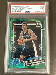 Optic Victor Wembanyama #225 Hyper Green Prizm 2023 clasificación novato PSA 9 - Imagen 1 de 3
