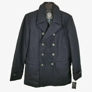 Vince Camuto Mens Navy  Wool Blend Padded Double Breasted Peacoat Jacket  M - Picture 1 of 4