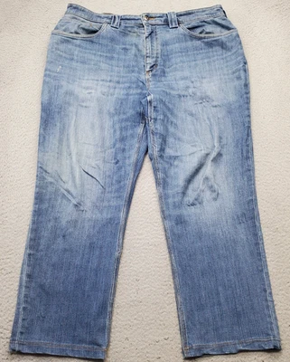 Pantalones de mezclilla Duluth Trading Co de salón doble flexibilidad para hombre 38x30 azul elástico calce relajado Foto 1 de 4