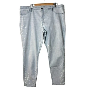 AVA & VIV Womens 22W Power Stretch Jeans Light Wash Paint Splatter Straight Leg - Image 1 of 4