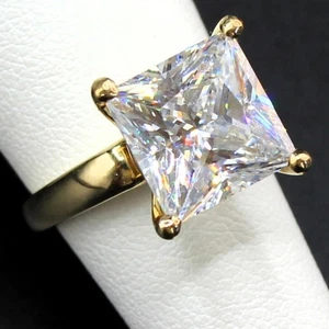 Anillo de boda de compromiso de diamantes de 4 quilates de oro de 14 quilates real 6,80 g hecho por el hombre talla 5 - Imagen 1 de 22