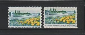 US EFO ERROR Stamps 1367 Flowers, Highways: Perf. Shift! & Normal. MNH - Picture 1 of 2