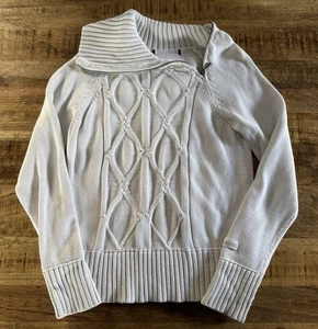 Calvin Klein Jeans Pullover weiß Zopfmuster kuscheliger Winterpullover Damen Gr. L - Bild 1 von 3