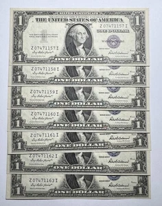 7 Consecutive- 1935 F $1 One Dollar Silver Certificate Note UNC - Picture 1 of 2