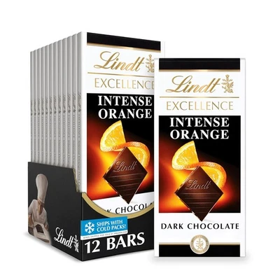 Lindt Chocolate Oscuro Naranja Intenso con Barra de Almendras 3.5 OZ 12Pk 05\31\2026 Foto 1 de 4