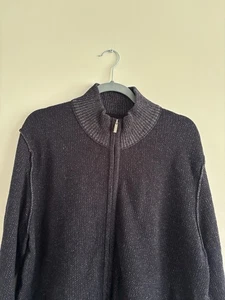 Bugatti Jacket Mens Size XL Navy Blue Full Zip Wool Blend Sweater Pockets Knit - Picture 1 of 7