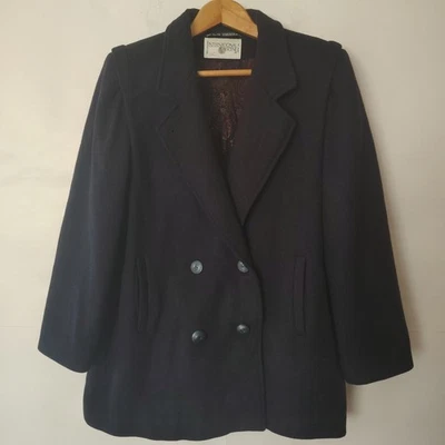 Abrigo Guisante De Colección Escena Internacional Para Mujer Lana Talla 13/14 Clásico Azul Marino Academia Foto 1 de 4