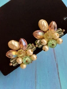 Vintage Stunning Signed West Germany Wired Imitation Pearl & Green Beaded... - Picture 1 of 13