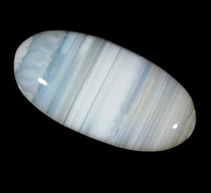 46.Ct Natural WHITE BANDED ONYX AGATE Oval Cabochon Gemstone 41x21x6 mm TT=0168 - Picture 1 of 6